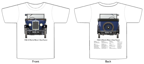 Morris Minor 4 Seat Tourer 1928-34 T-shirt Front & Back